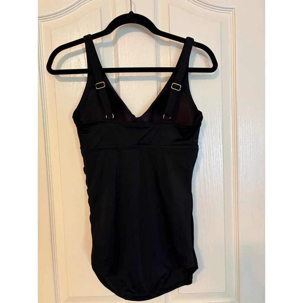 Kim Gravel x Swimsuits For All Black Ruched One Piece Swimsuit Size 8 NEW